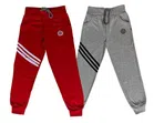 Cotton Blend Self Design Track Pant for Boys (Pack of 2) (Grey & Red, 3-4 Years)
