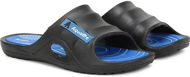 Aqualite Anti-Skid Sliders for Men (Black, Blue, 7 UK/India)