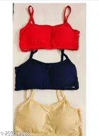 Net Solid Bras for Women, Assorted, Pack of 3 
