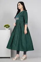 Zari Embroidered Cotton Blend Anarkali Kurti for Women 