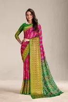 Moss Chiffon Printed Saree for Women 