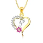 Vighnaharta Alloy Flower Heart Initial "P" Letter Gold & Rodium Plated Pendant With Chain For Women & Girls 