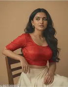 Lycra Ready Made Blouse for Women, Red 