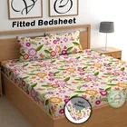 Cotton Feel Fitted (Elastic) Double Bedsheet Abstract Print
