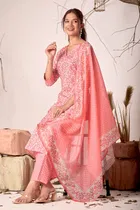 Cotton Printed Kurta with Pant & Dupatta for Women 