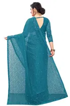 Net Solid Saree for Women 
