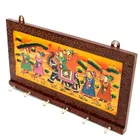 Jaipurcrafts Wooden Rajasthani Art Work 6 Hook Hanging Key Holder - Brown