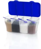 Plastic 4 Section Storage Jar with Spoons Set 