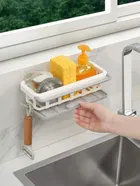 Bathroom Rack - Bathroom Shelves - Kitchen Storage – Multipurpose Rack And Shampoo Holder With 2 hook - Adhesive Shower Caddy Plastic Shelf Without Drilling 