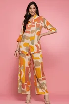 Women's Casual wear Top & Bottom set; Beige; Style-3; L