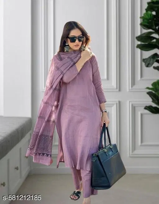 Kurta Set for Women (Purple, XXL)