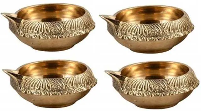 Brass Diwali Kuber Deepam For Puja & Home Decor (0.75 inch) (Pack Of 4) (BRD-024)