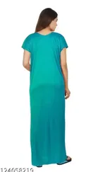 Trendy Satin Nightdress for Women, Aqua Blue 