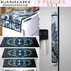 KANUSHI Industries® 1Pc Fridge Cover for Top with 6 Utility Pockets + 1 Handles Covers + 3 Fridge Mats 