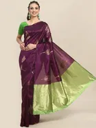 Litchi Silk Zari Woven Saree for Women, Purple 