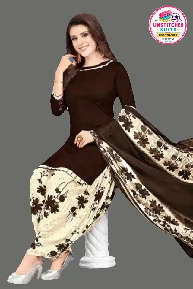 Unstitched Dress Material for Women & Girls (Brown)