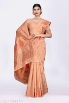 Linen Zari Woven Saree for Women 