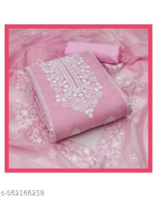 Embroidered Lucknowi Kurti (Pink, 5.85 meter (S)) (Pink, 6.25 meter (L)