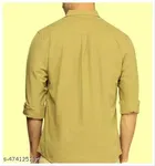 Cotton Blend Solid Shirt for Men, Khaki 