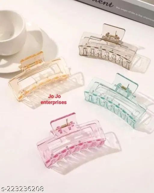 ABS Plastic Hair Clutcher for Women & Girls (Multicolor, Pack of 4)