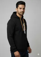 Fleece Printed Hoodie for Men ,Black 