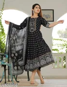 Rayon Printed Kurti with Dupatta for Women 