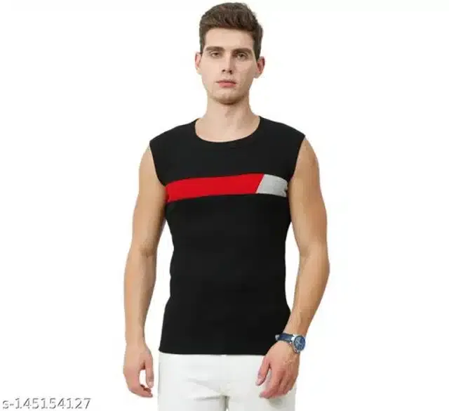 Gym Vests for Men (Black, L)