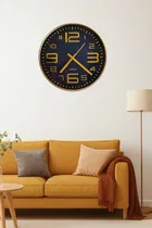 Khatu Crafts Stylish Gold Analog Wall Clock, Plastic, 25x25 cm