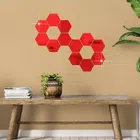Acrylic Hexagon Shaped Wall Mirror Stickers (Red, Pack of 12)