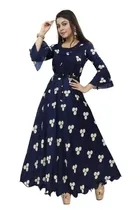 Three Quarter Sleeves Gown for Girls (Navy Blue, 3-4 Years)