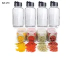 Afast Spice Storage Bottles with Black Airtight Lid (Transparent) - Set of 4