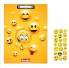Wooden Combo of Posshe Kids Cartoon Printed Premium Exam Clipboard with Smiley Stickers (Multicolor, Set of 2)