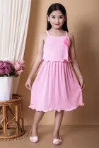 Cotton Blend Solid Frock for Girls (Pink, 0-6 Months)