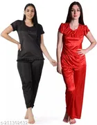 Satin Nightsuit Set for Women 