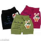 Cotton Shorts for Girls (Multicolor, 0-1 Years) (Pack of 3)