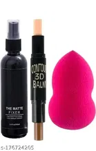 Contour Stick with Makeup Fixer Spray (100 ml) & Blender (Multicolor, Set of 3)