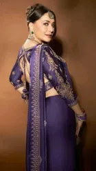Georgette Embroidered Saree for Women, Blue 