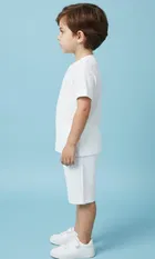 Cotton Blend Solid Clothing Set for Kids, White 