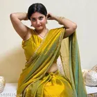 Designer Golden Chiffon Saree for Women 