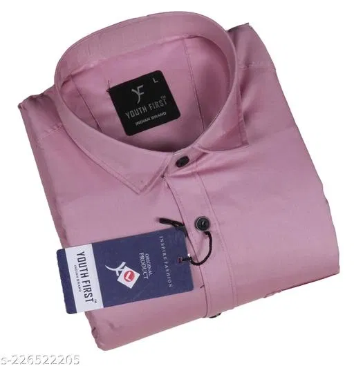 Cotton Solid Shirts for Men, Coral (L)