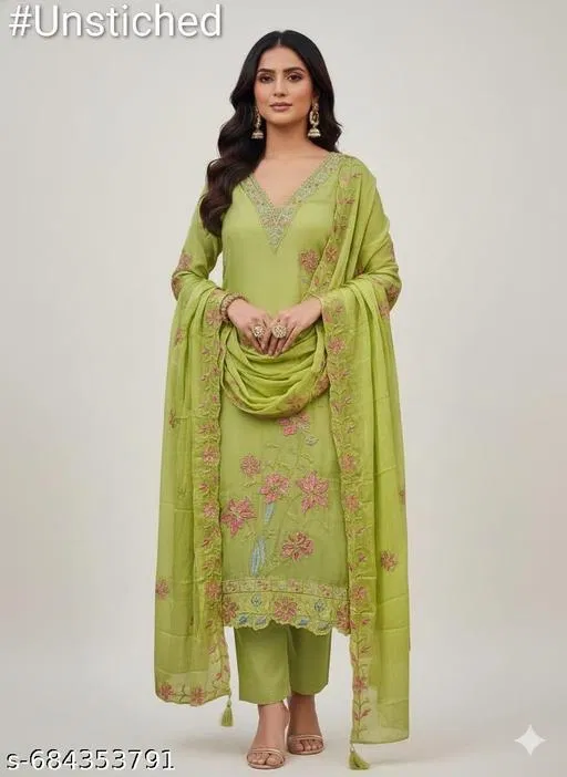Silk Blend Punjabi/All Over Suits for Women (Multicolor, 6.85 meter (3XL)