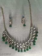 All Green Beautiful Kundan Necklace Set for Women & Girls, Green