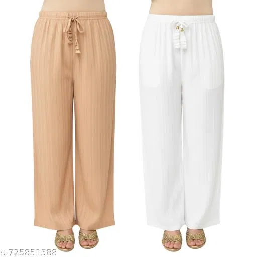 Palazzos for Women, Pack of 2 (Multicolor, M)