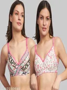 Cotton Blend Printed Padded Bra for Women 