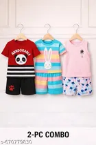 Hosiery Cotton Printed Clothing Set for Kids, Multicolor, Pack of 3 