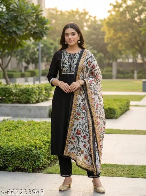 Solid A-line Kurta Set for Women (White, XXL)