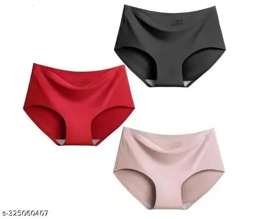 Nylon Briefs for Women, Multicolor, Pack of 3 (XS)