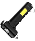 Life Like Rechargeable Hammer Torch Flashlight With Belt Cutter And Side Cob Light 3 Hrs Torch Emergency Light  (Black)