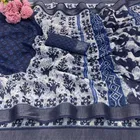 Linen Printed Saree for Women, Multicolor 