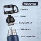 PEXPO Fererro Stainless Steel Insulated Flask - 500ml | Double Wall Water Bottle With Jute Bag - Denim Blue